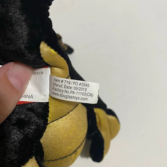 Douglas Cuddle Toys Dragon 9” Black And Gold Shiny Wings Halloween Spooky Season - Picture 6 of 10